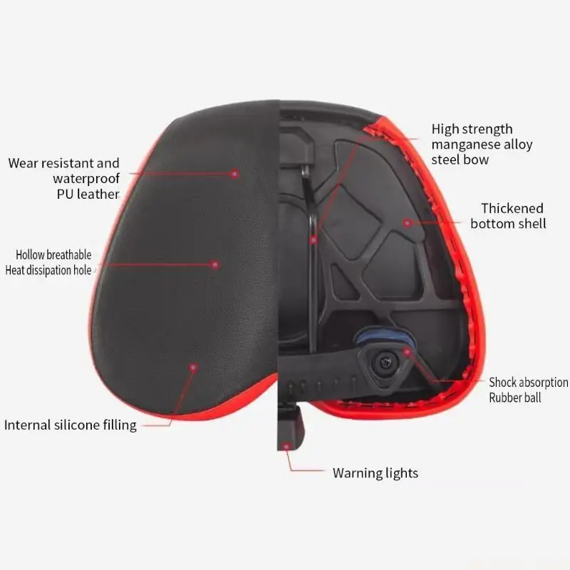 

31BE Bike Cushion Widened Noseless Bicycles Shockproof Cycling Cushion
