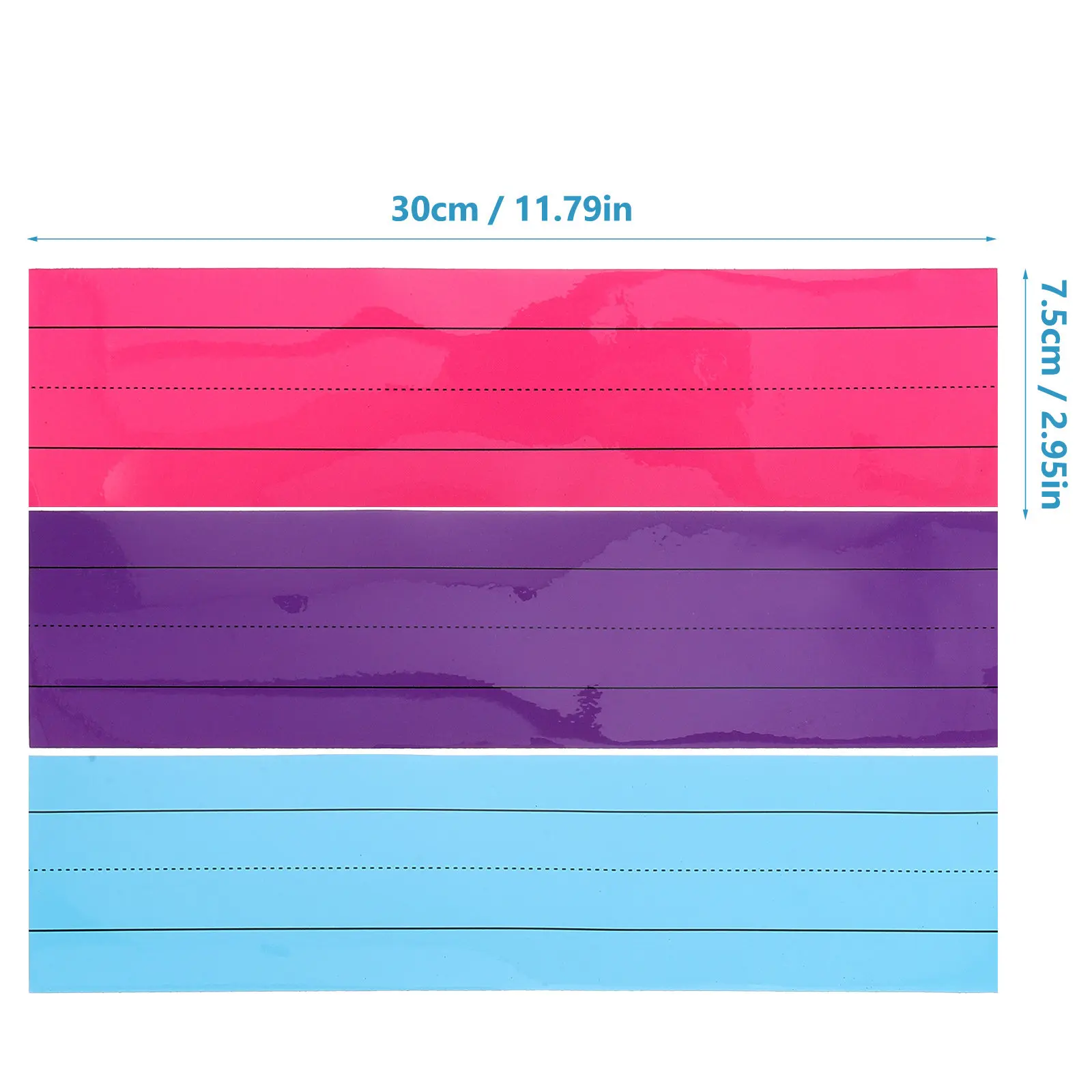 3Pcs Magnetic Lined Dry Erase Sentence Strips Multi Purpose for Fridge Whiteboard Desk Blackboard Personal Name Tags Daily