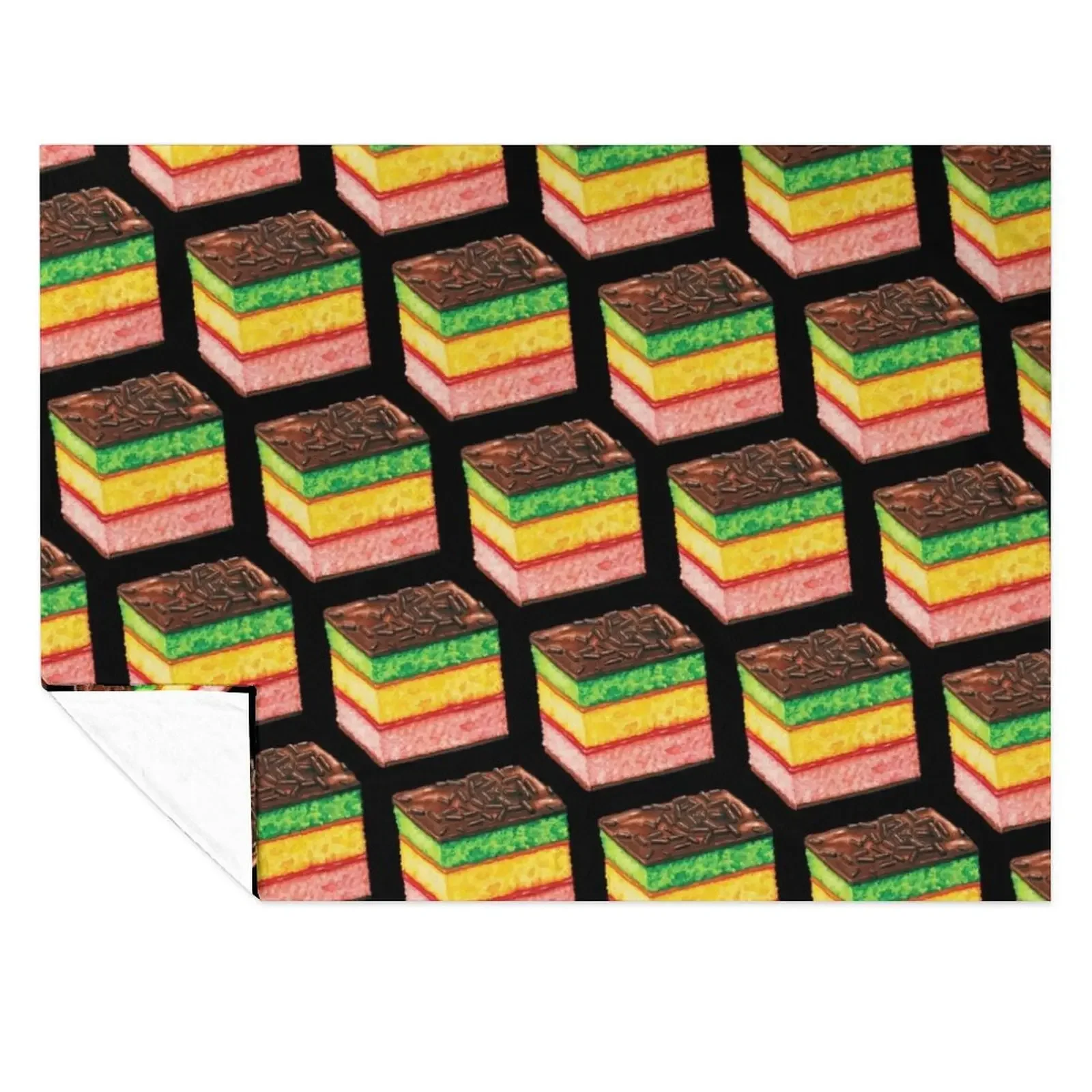 

Italian Rainbow Cookie Pattern - Black Throw Blanket Sofas Beautifuls Fashion Sofas Polar Blankets