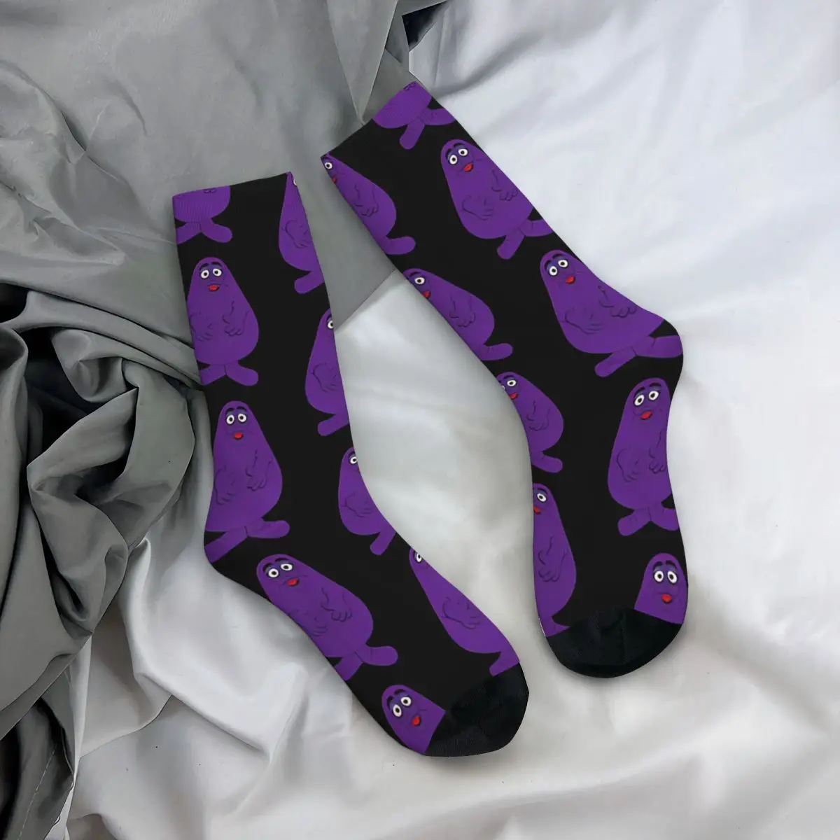 Mcdonaldland Grimace Socks Men Women Funny Happy Parody Mcdonalds Socks Harajuku Spring Summer Autumn Winter Middle Tube Socks