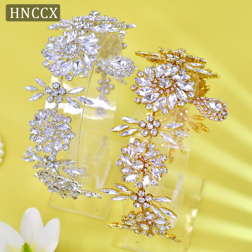 

HNCCX Luxury Water Drop Forehead Hairband Handmade Rhinestone Bridal Headband Tiara Earring Set Wedding Hair Accessories CP440