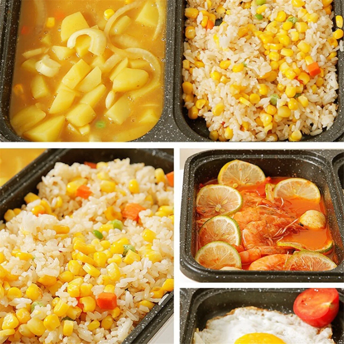 Panci Panas Listrik Anti Lengket Dalam Ruangan 2-In-1 dan Wajan Penggorengan Pemanggang BBQ Listrik Portabel untuk Pertemuan Keluarga Dalam Ruangan