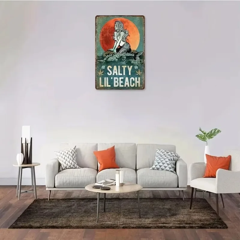 Потертая вывеска русалки (тематика «Селительский пляж»): прочный утюг, простота установки — идеальный новогодний и пасхальный декор для баров