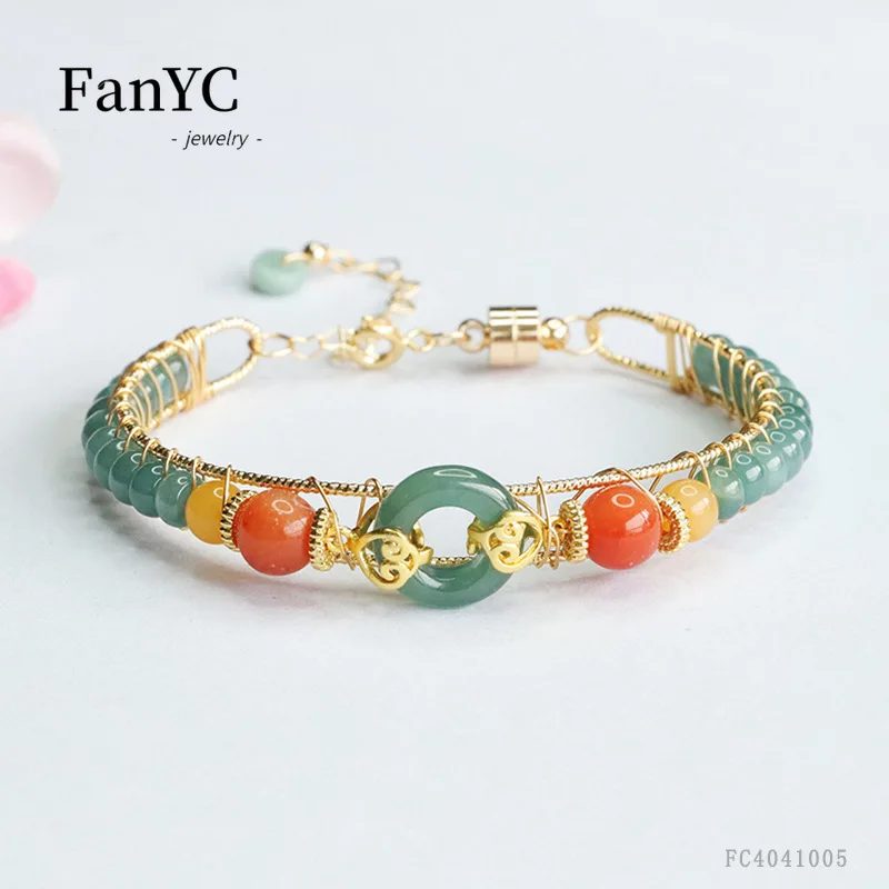 Natural A-goods Jadeite Peace Button Bracelet Blue Water Abacus Beads Jade Strings Ladies Exquisite Fashion Gift