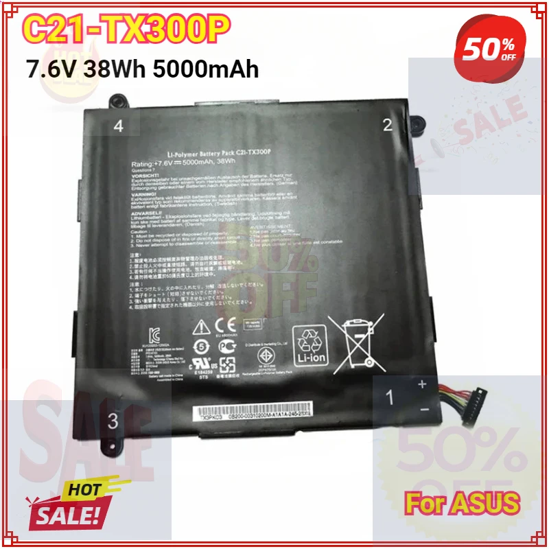 

C21-TX300P Laptop Battery for ASUS Transformer Book TX300CA 13.3" 7.6V 38Wh 5000mAh Bateria