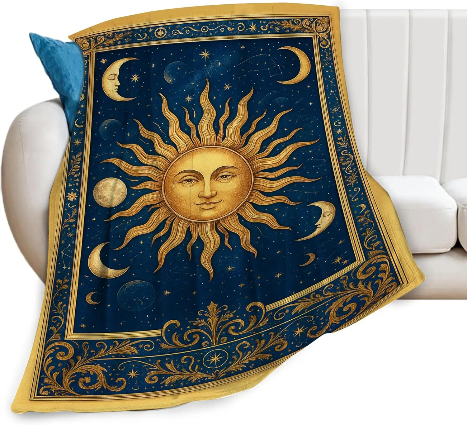 Sun and Moon Throw Blanket Soft Cozy Fleece Fuzzy Plush Warm Stuff Celestial Mystical Bedding Blanket Gifts for Sun and Moon