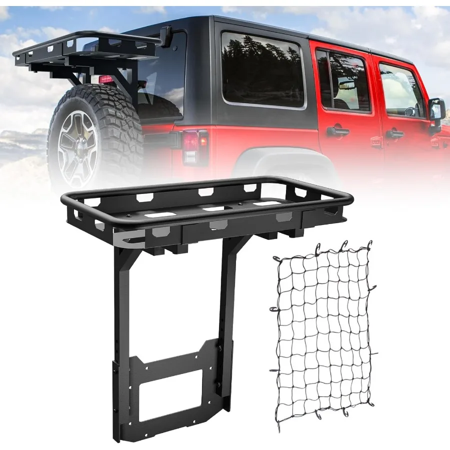 

Rear Cargo Basket for Jeep Wrangler JK with OE Tailgate Compatibility for 20072018 Models JK and JKU Unlimited 2 4 Door Spare T