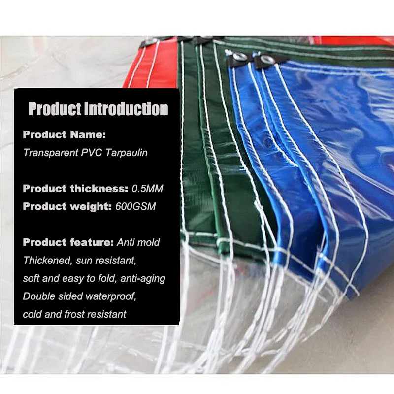 0.5MM 600g/㎡ Transparent Rainproof Cloth Thickened Balcony Garden Insulation Oil Cloth Outdoor Tarpaulin Plastic Cloth