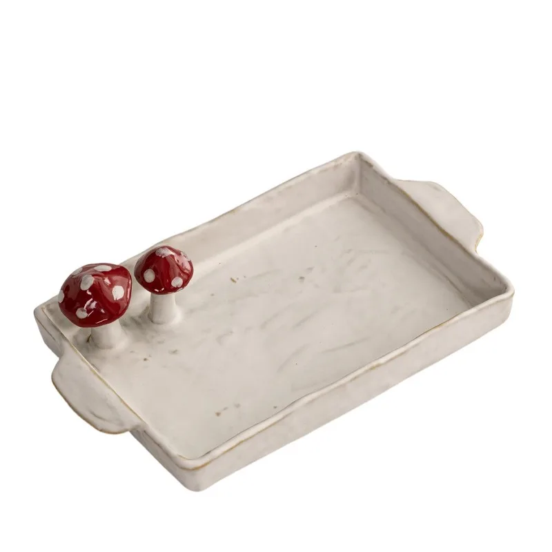 

Ceramic snack Mushroom merchandise Pastry tray tray Household dessert fruit Pastry