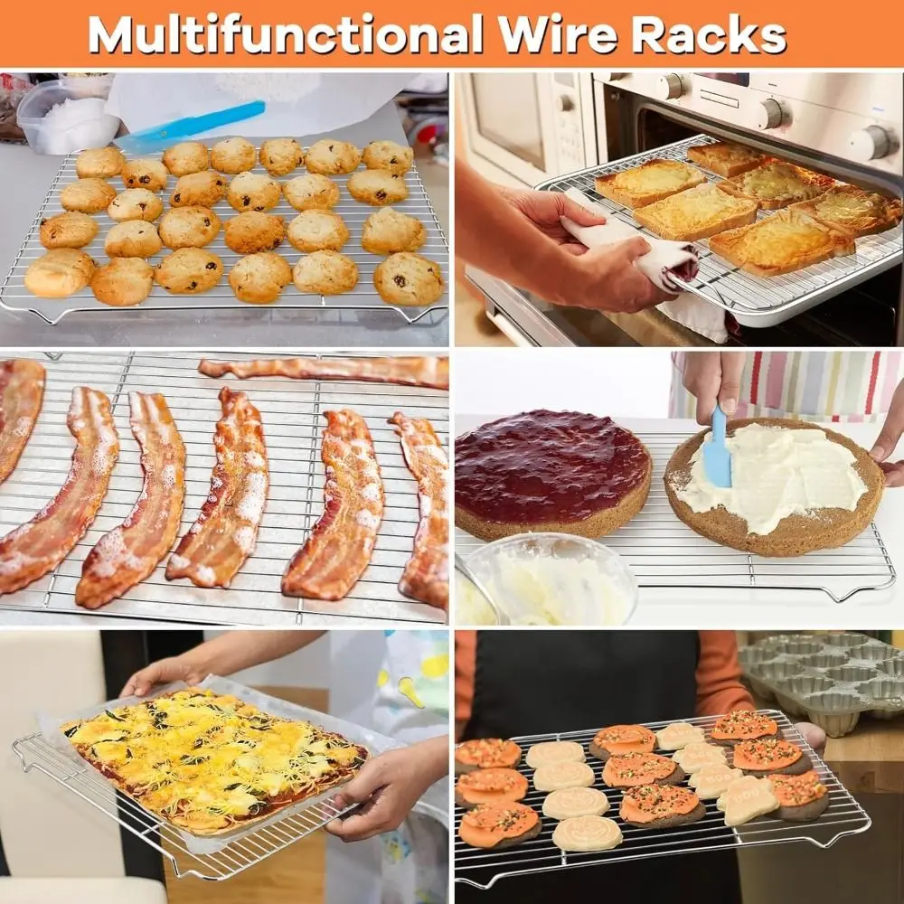 New Stainless Steel Cooling Rack Dense Wires Easy to Clean BBQ Rack Smooth Edge Grill Rack Cooking