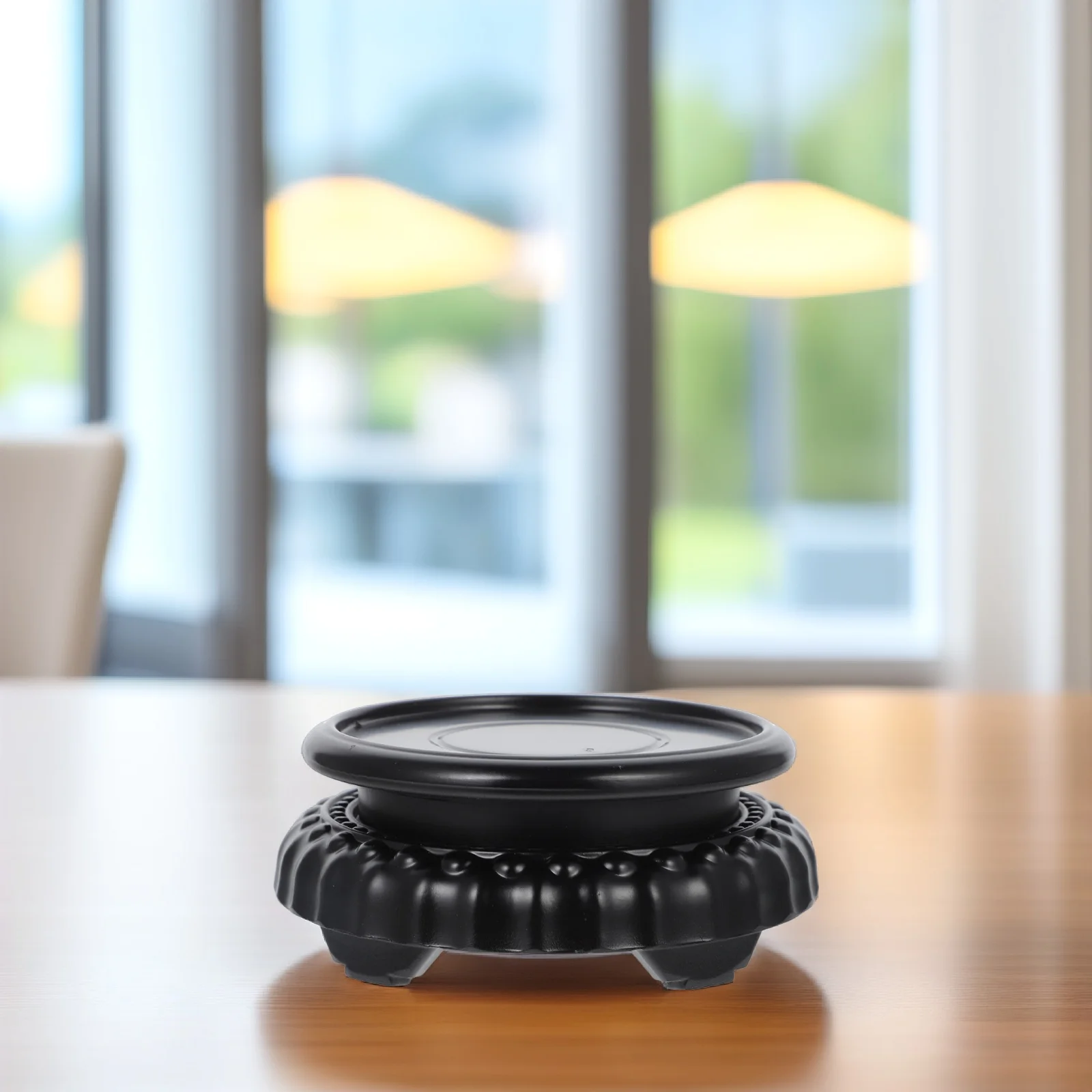 

Wooden Flower Pot Base Round Wood 12CM Tall 5.5CM Wide Durable Smooth Planter Display Pedestal Indoor Balcony Potted Plant