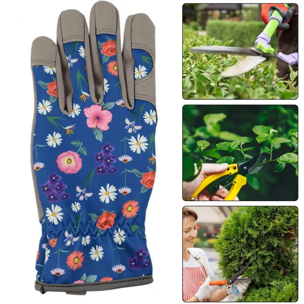 1 Pair Gardening Gloves Wear Resistant Thorn-Proof Puncture-Resistant Floral Print Work Gloves Rose Pruning Proof Gloves