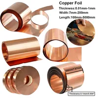 1pcs 0.01-1mm X 7-300mm X 100-1000mm 99.9% Pure Coppers Cu Metal Sheet Foil Plate Pure Coppers Tablets Material for Metal Art