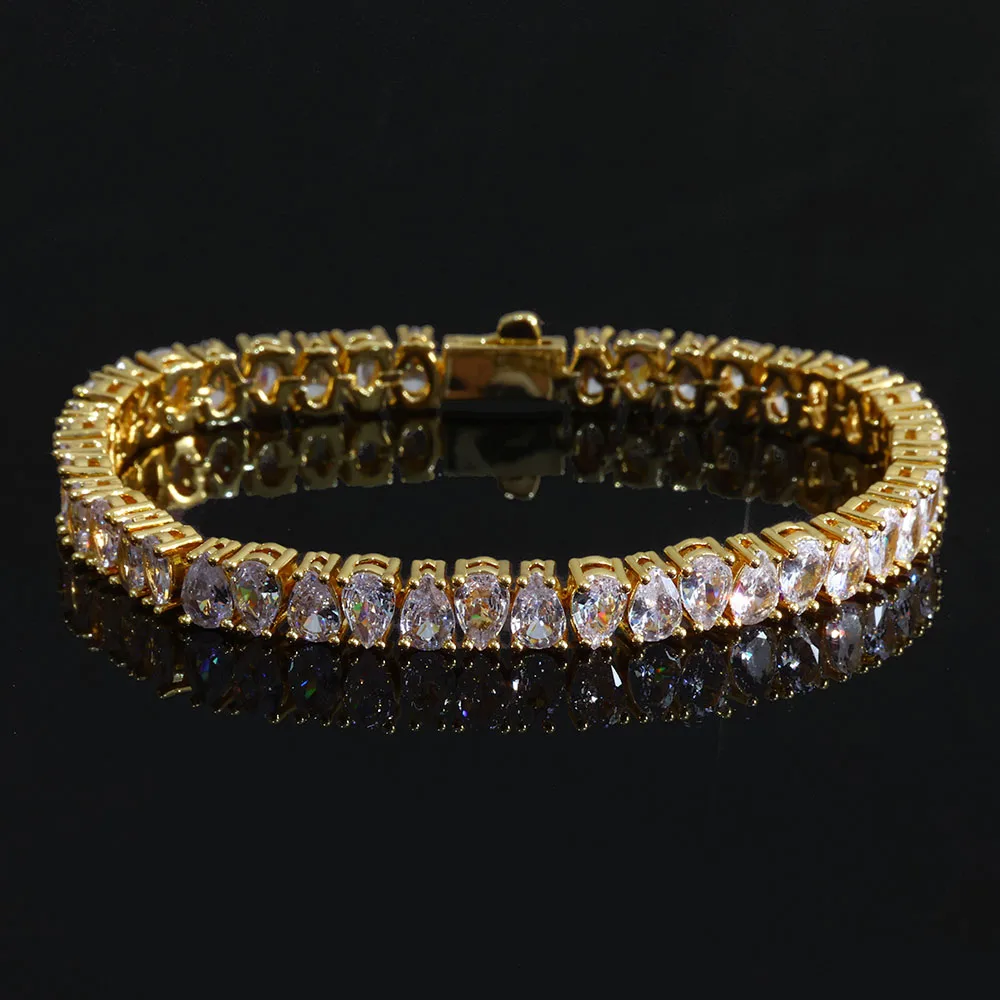 

Diamond Bracelet Hip hop Women's Tennis Chain Cubic Zirconia Shimmering Teardrop Shaped Luxury Jewelry