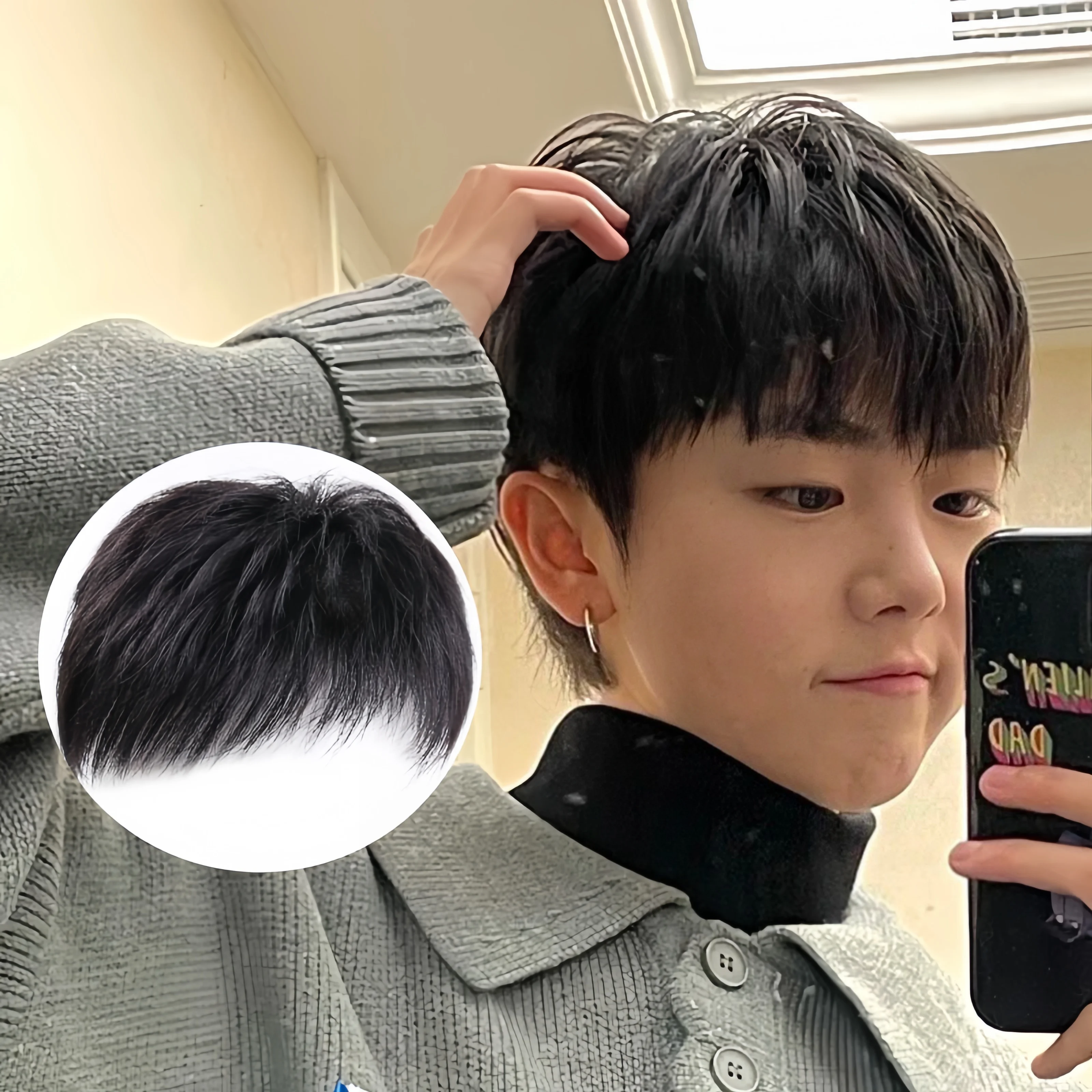 売れ筋ウィッグメンズヘアパッチ合成繊維高温シルクヘアシェード白髪ナチュラル通気性パッチ