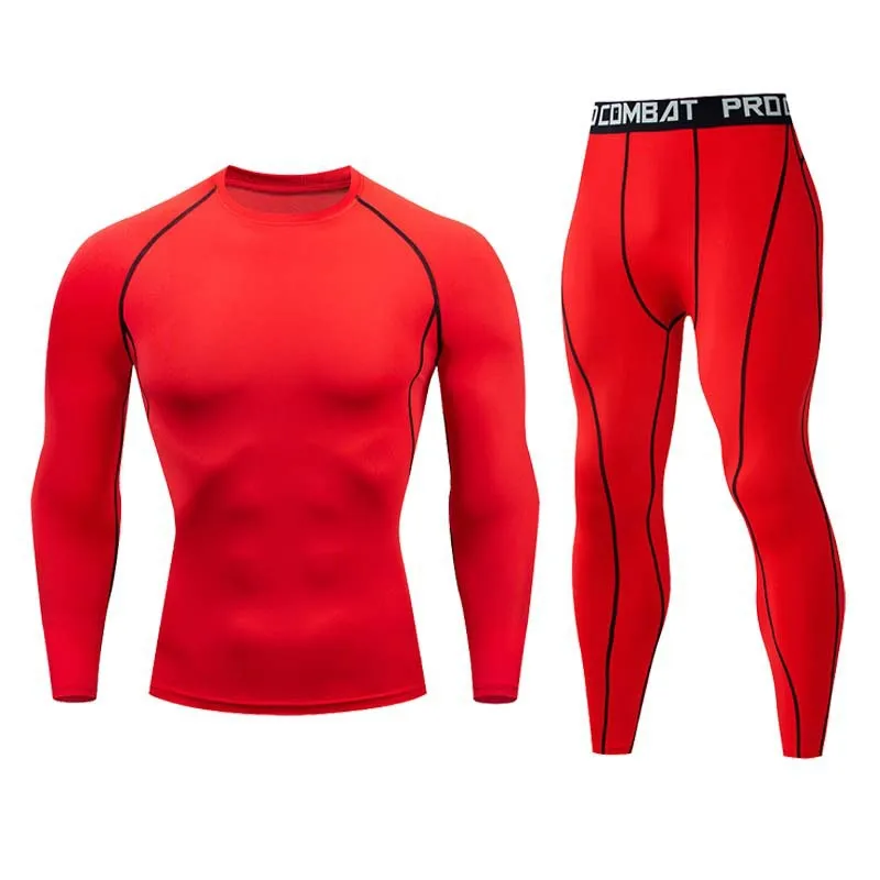 2-teiliges Herren-Kompressions-Sportbekleidungs-Set, Langarm-Oberteil und Hose, Elastisch, Schnelltrocknend, für Fitness, Workout, Jogging, Training, Yoga, Trainingsanzug – Detail 9
