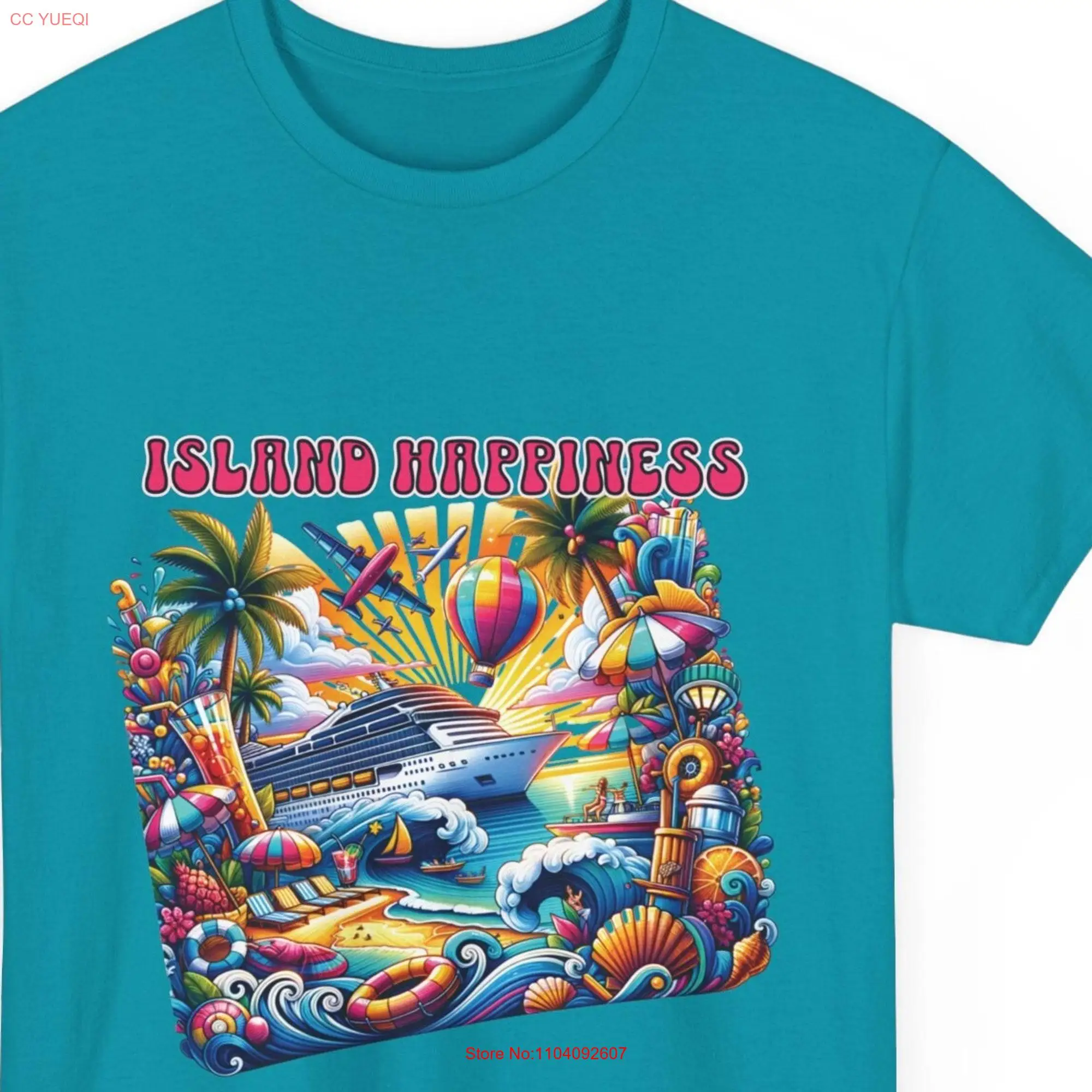 Island Happiness Vibes Family Vacation Cruise 2024 Summer Fun T Shirt life Beach Mode Heavy Cotton long or short sleeves