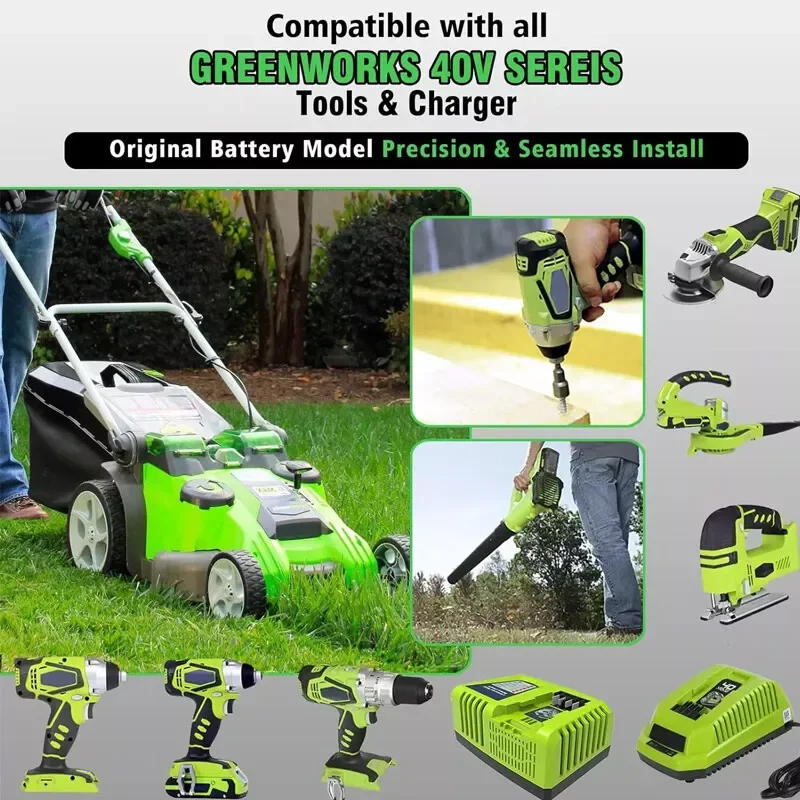 For Greenworks 40V 6Ah Gmax Cordless Hedge Trimmer Battery Used For String Trimmer Pruning Shear Lawn Mower Power Tools