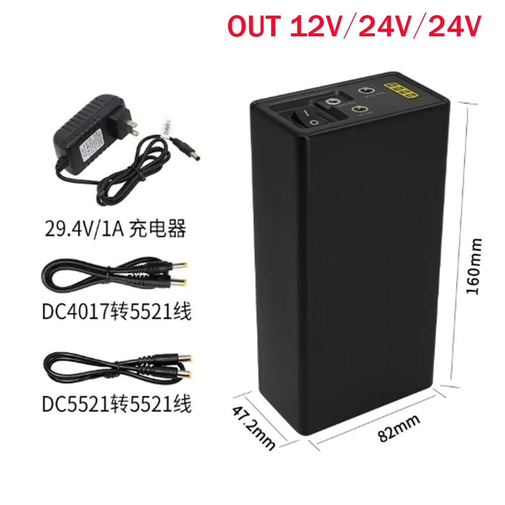 NEW 18650 Pack Lithium Li Ion Battery Pack 7S1P Output DC 12V 24V  Power With 5521 5525 Cable and Charger