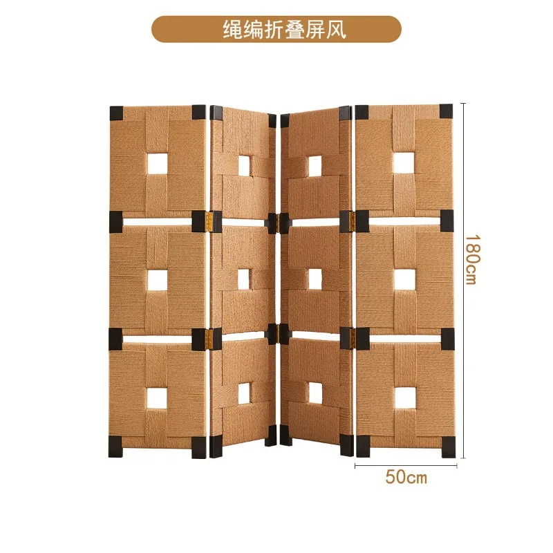 Wooden rattan screen partition living room entrance porch blocking folding screen partition wall