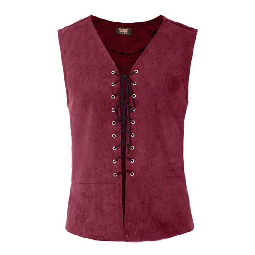 Mannen Punk Middeleeuws Vest Cosutme Renaissance Steampunk Tops Gentleman Bandage Jas Retro Gothic Slank Ridder Vest