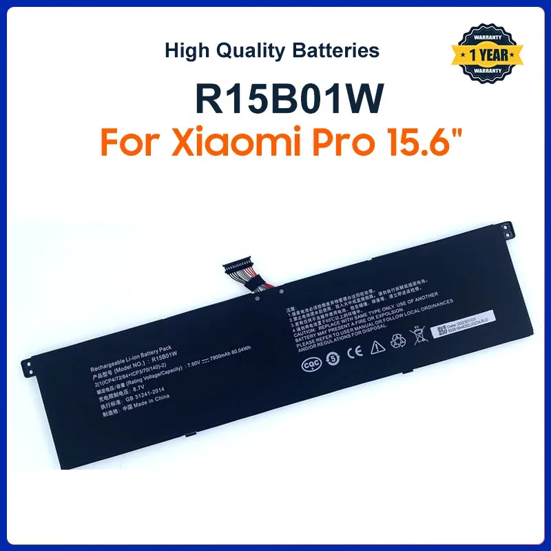 bateria do portatil para xiaomi pro r15b01w 156 gtx serie tm1701 notebook 76v 7900mah 60 wh novo 01