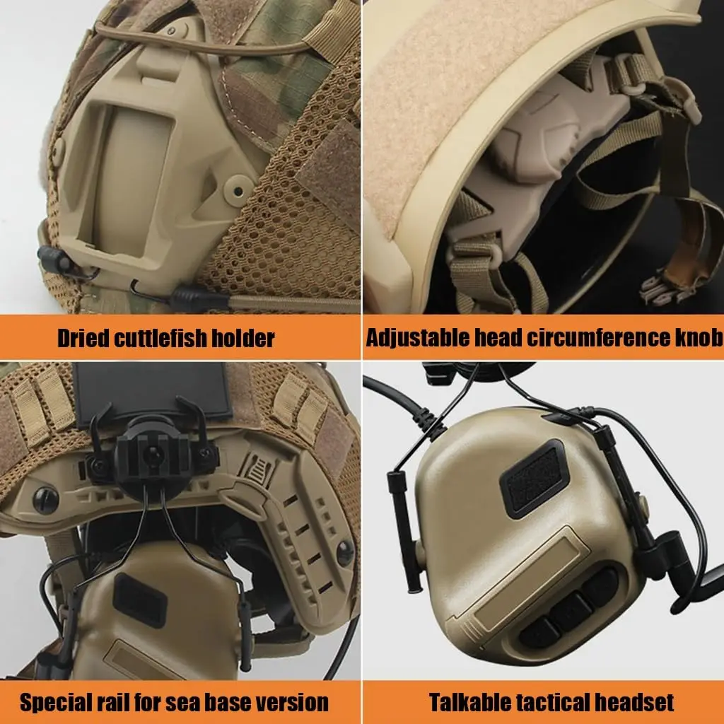 Set of Airsoft Tactical Helmet & Tactical Goggles for Shooting and Cosplay, With Multicam Camo Helmet Cover