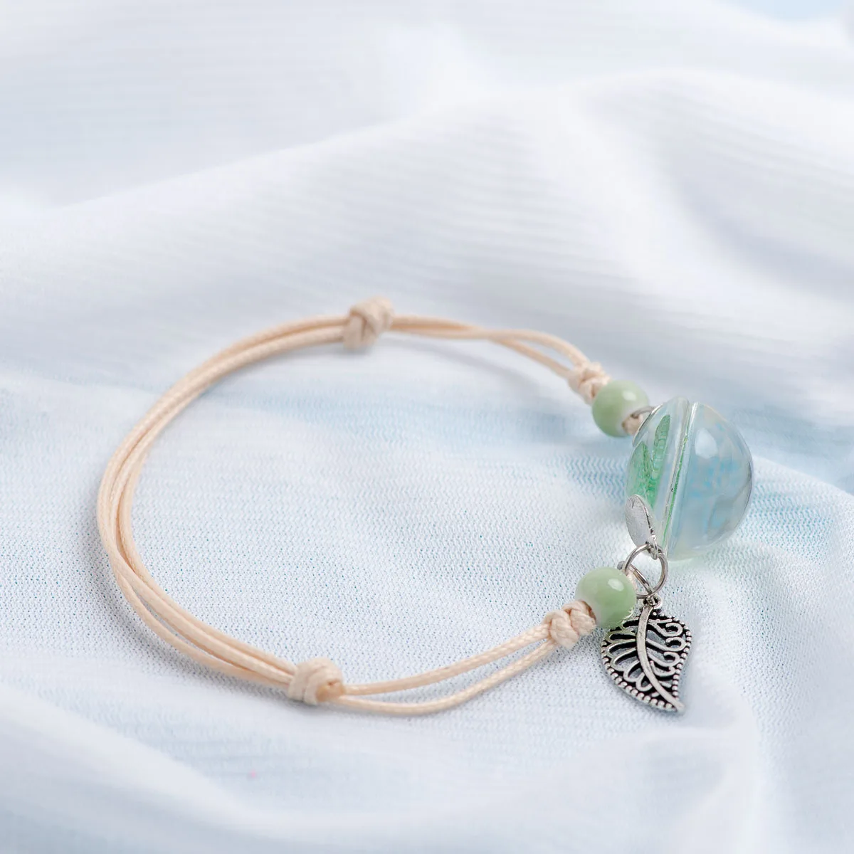 Hot Glass ball Flower Charms Ceramic Bracelets Crystal Transparency  DIY Boho Ceramic Bracelets Party gift #DY520