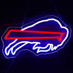 Football Neon Signs Buffalo Team Logo Light Sport Decor Signs Football LED Light Up Sign for Club Wall Decor for Football Fans