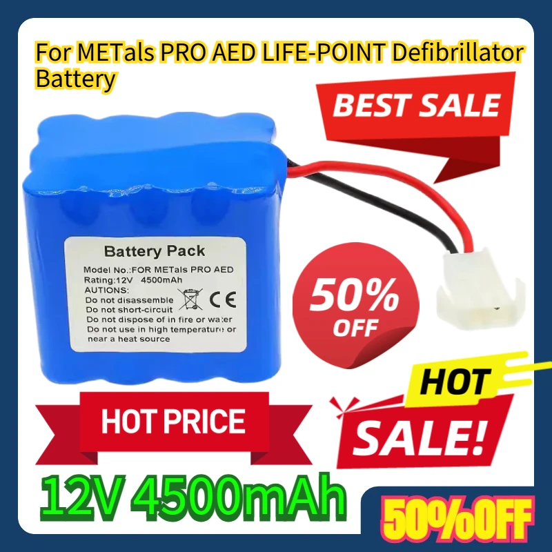 

For METals PRO AED LIFE-POINT ( 12V 4.5AH ) 4500mAh Defibrillator Battery
