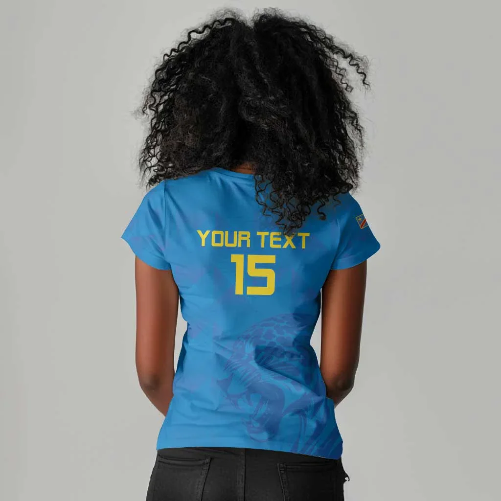 New Summer Style Democratic Republic of Congo Women's T-shirt Printed V-neck Short Sleeve Casual Loose Retro T-shirt