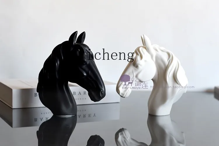 QZT رأس الحصان كريستال قاعدة زخرفة Bookend الفن النحت تلفزيون خزانة الديكور