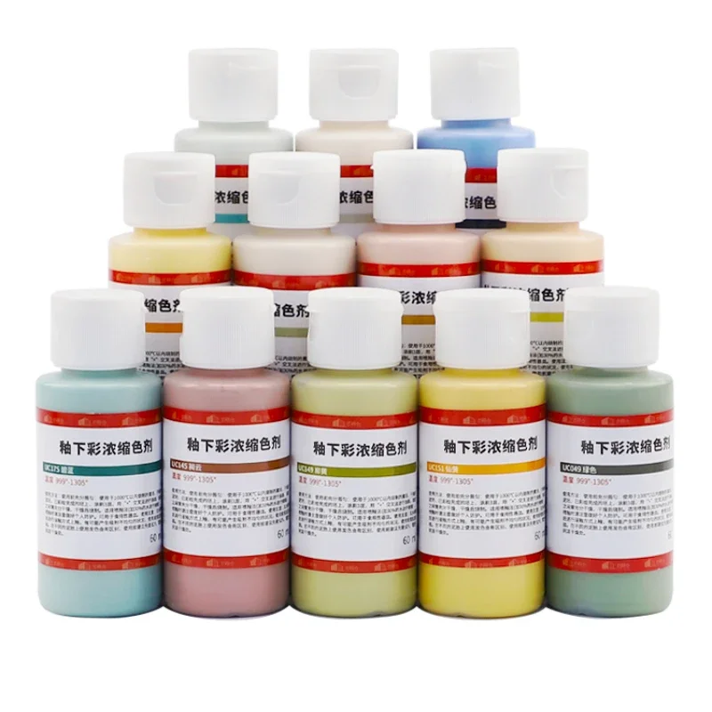 60ml ceramica UC Underglaze colore concentrato pigmento smalto ceramico 999-1305 ℃ Non tossico