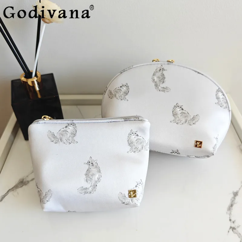 

Японский стиль, милый мультяшный кот, косметичка с принтом, бумажная мини-портативная сумка для хранения милых девочек