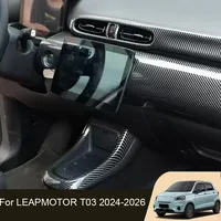 For Leapmotor T03 2023-2025 ABS Carbon Black Car Steering Wheel Gear Box Sequin Windows Control Inner Door Bowl Outlet Cover