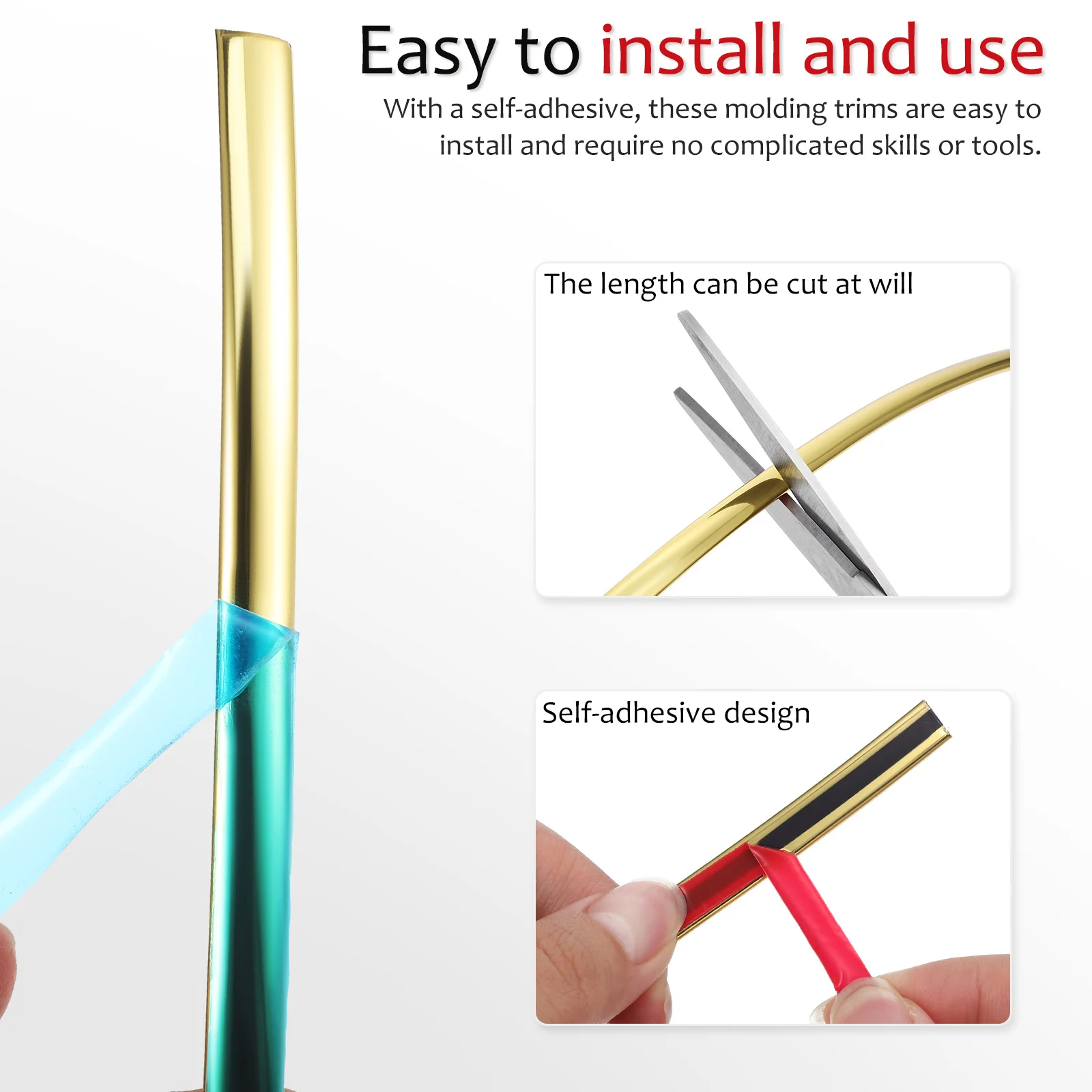 

2 Rolls PVC Wallpaper Gypsum Line Peel and Stick Trim for Walls Adhesive Mirror Frame Border Water Proof Molding Corner