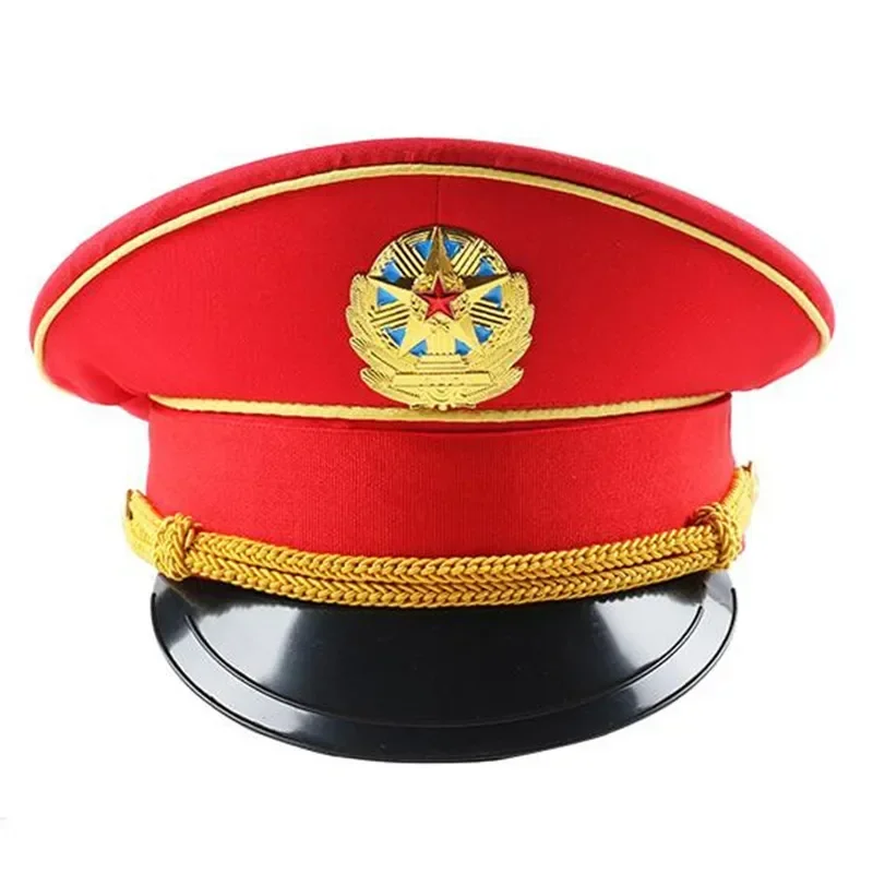 British Fashion Red Performance Green Military Hat Spring Army Hats White Captain Caps For Adult Cosplay Big Police Cap MN8