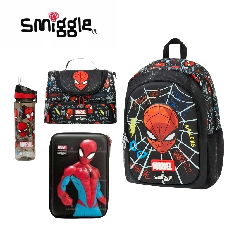 

Smiggle Spider-Man School Bag Pencil Case Set Marvel Superhero Backpack Backpack Meal Bag Stationery Box Gift