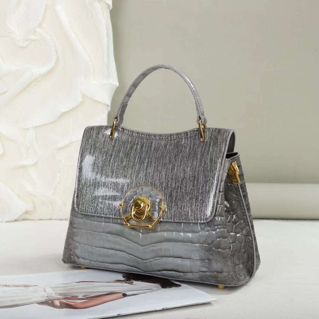Leather Top Handle Purse Satchel Bag Designer Shoulder Tote Ladies Crossbody for Women Shell Wrapped Laser