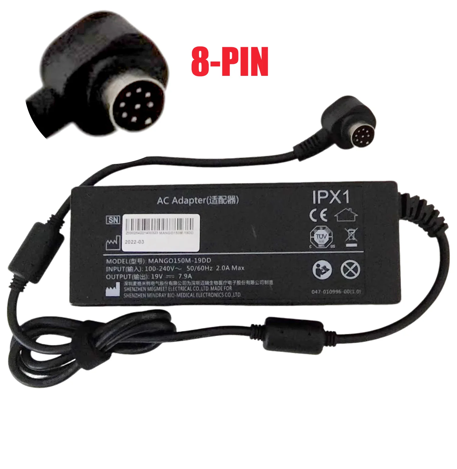 

Used Genuine MANGO150M-19DD 19V 7.9A 150W 8PIN MANGO150M-19DM AC Adapter Charger For Mindray M9 TE7 TE8 MEDICAL Power Supply