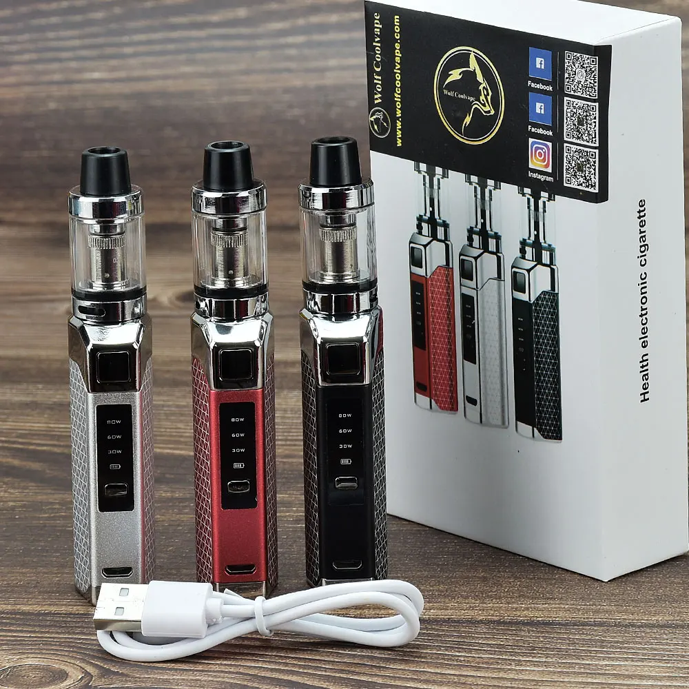 Kit de cigarrillo electrónico para principiantes, vaporizador de 80W, 1800Mah