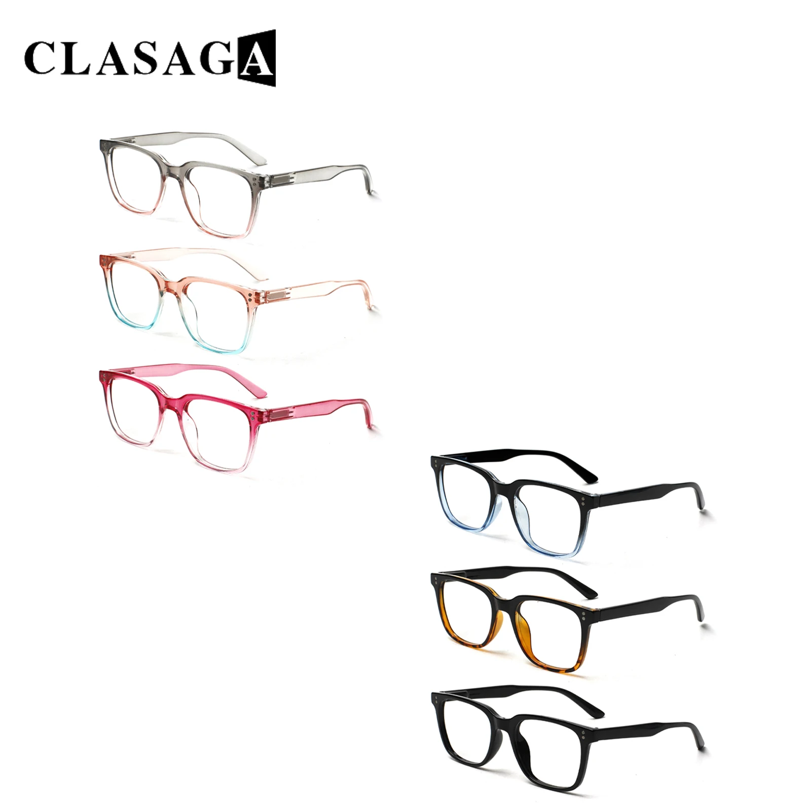 CLASAGA Reading Glasses Men Women Anti-Blue Light Fashion Oversized Frame  Optical Lens Presbyopia Glasses