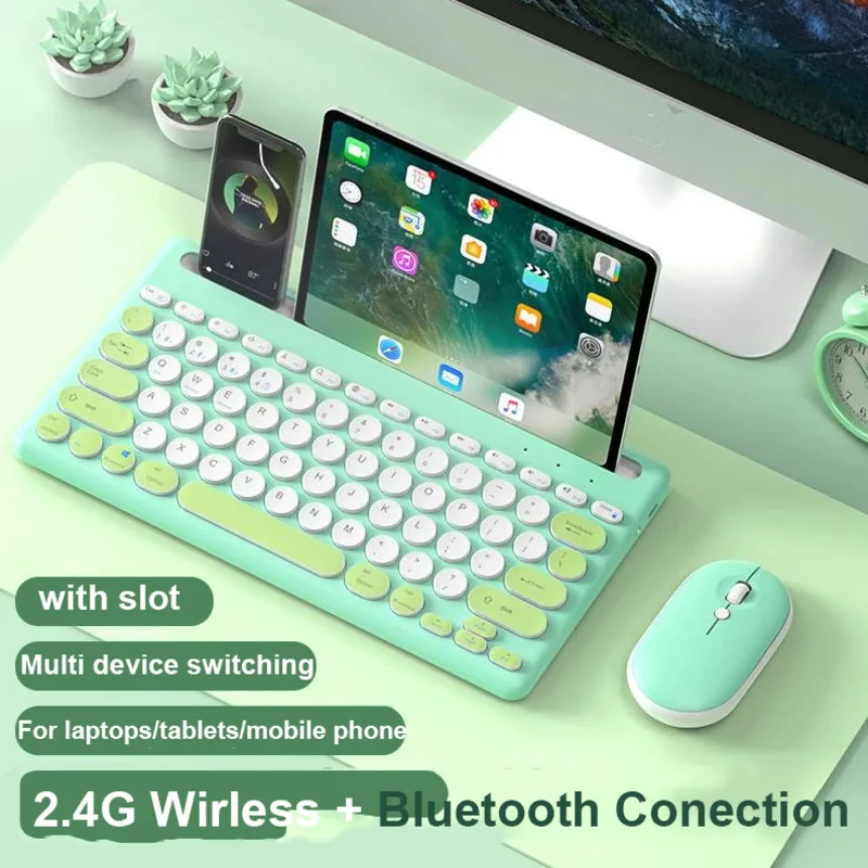 

Bluetooth Tri Mode Wireless Keyboard Mouse Combos Ergonomic 3 Channel Type-C Charging Keypad Mouse Set for Laptop Tablet Phones