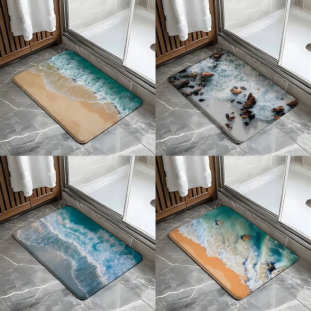 

3D Wave Beach Floor Mat Carpet Rug For Home Living Room Bedroom Sofa Doormat Decor,kids Area Rug Non-slip Floor Mat