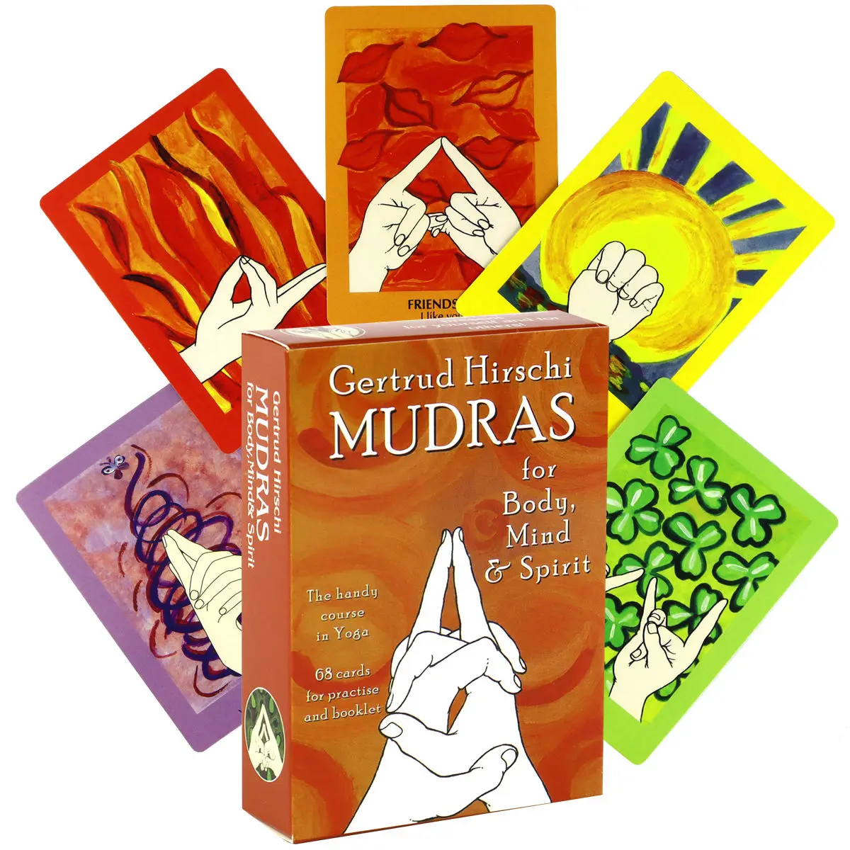 

Mudras for Body Mind and Spirit Отпечаток руки Mind and Spirit Карта Oracle Удобный курс в йоге 68 карточек для практики и буклет