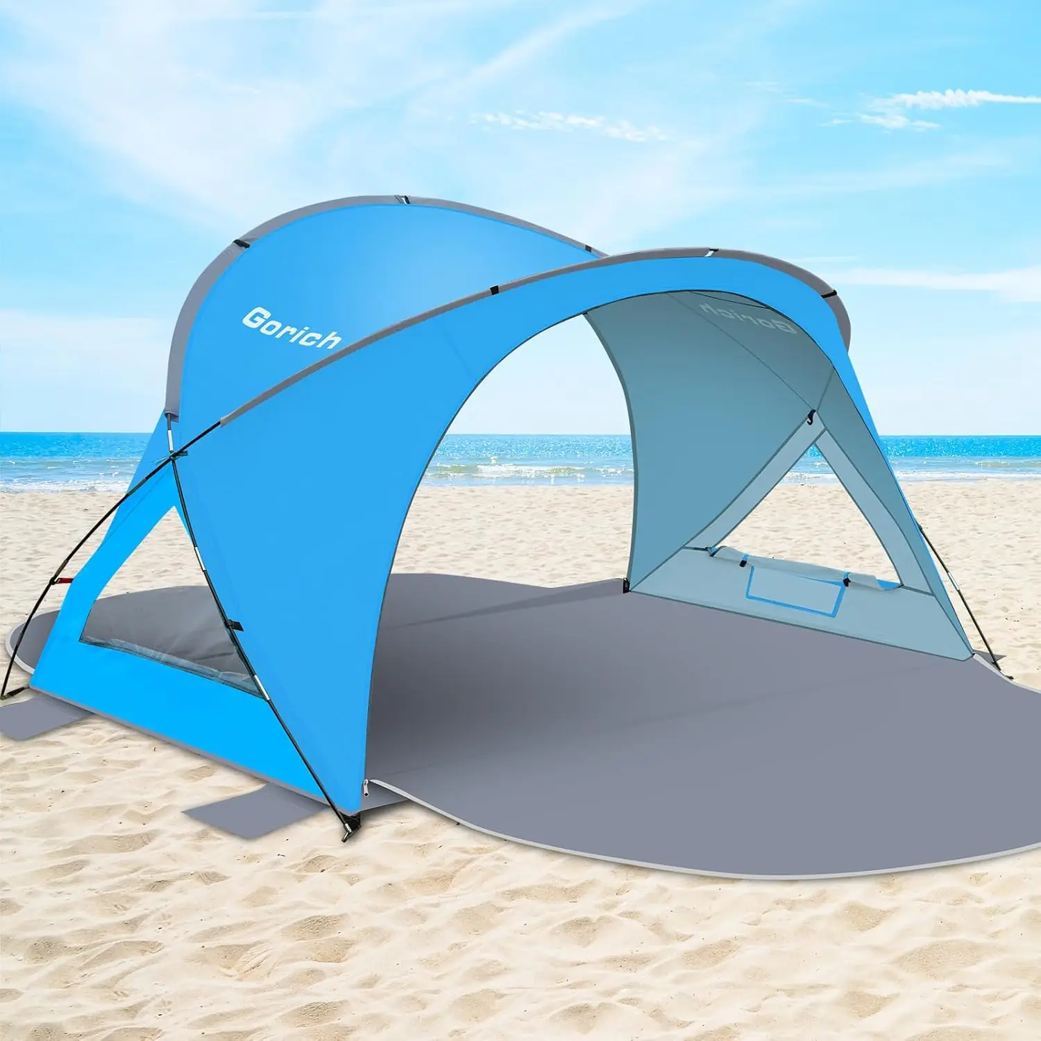 UPF50+ Beach Tent for 1-7 Person, Lightweight & Portable Sun Shelter with 2 Doors, Easy Setup