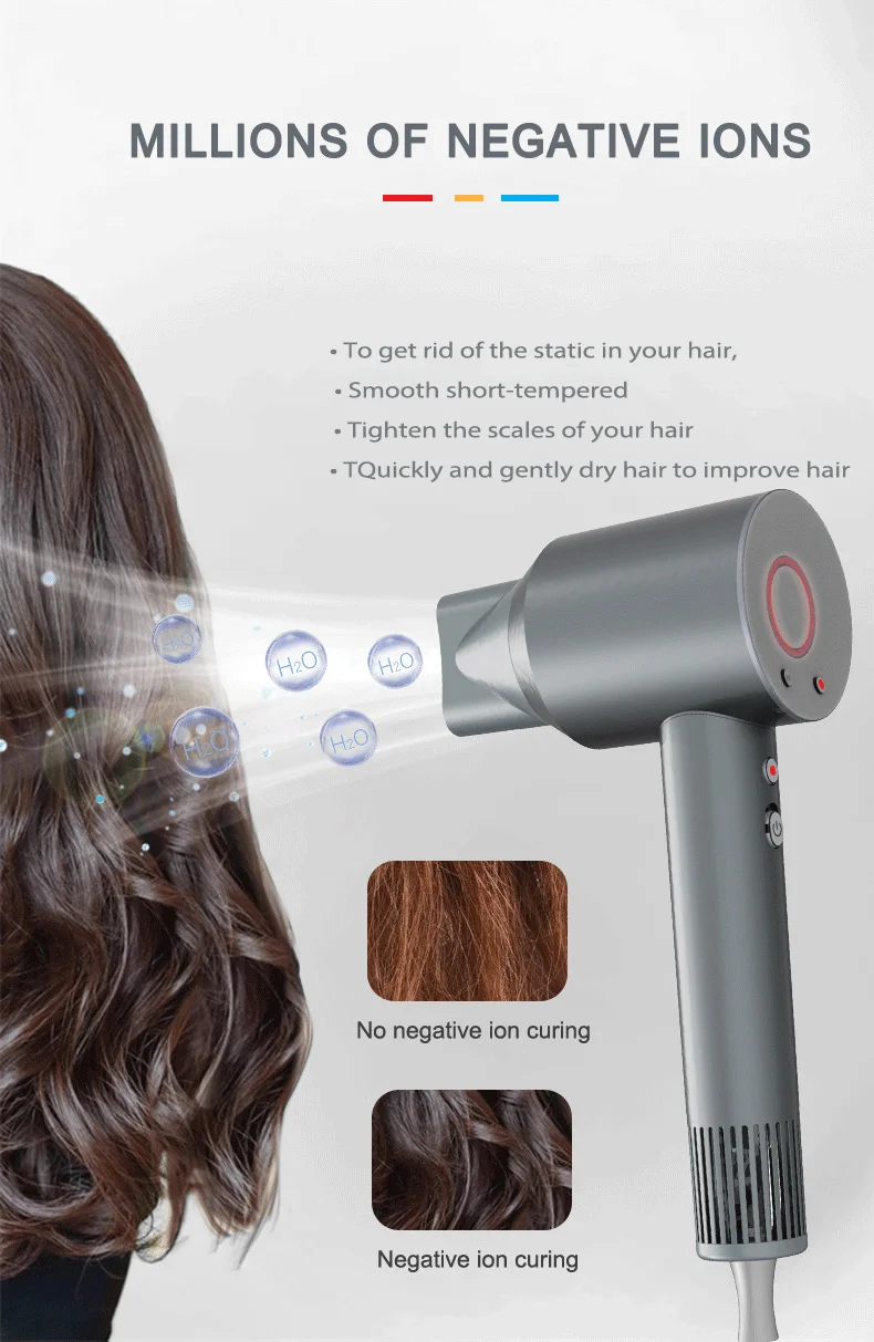 PuRuiKai Hair Dryer  Hot Air Comb Function Professional Electric Hair Brush Multifunction Salon Style Tool Fast Dry Blow Dryer