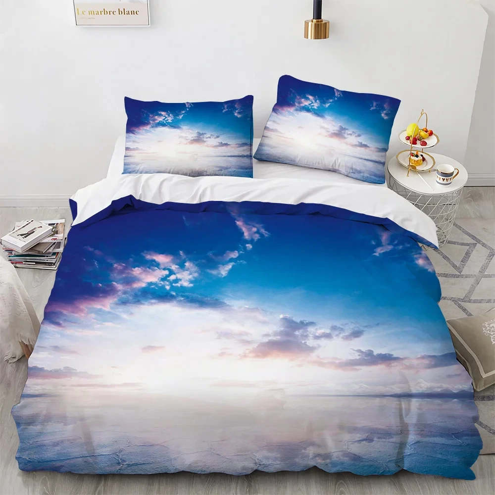 Blue Sky and White Clouds Duvet Cover Twin Queen Size Natural Scenery Bedding Set Sky Landscape Comforter Cover For Boys Girls