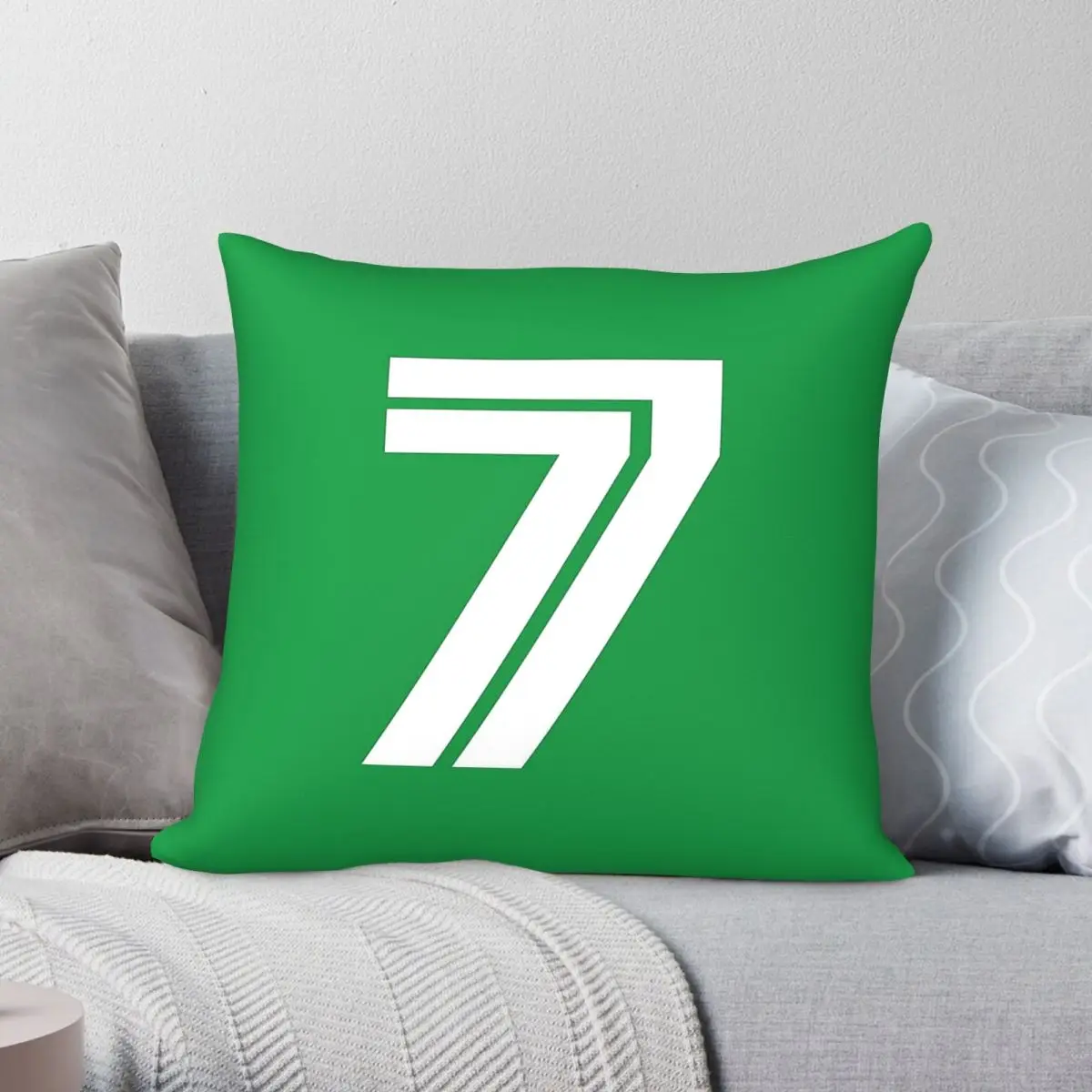 Number 7 White Seven Square Pillowcase Polyester Linen Velvet Pattern Zip Decor Throw Pillow Case Car Cushion Case