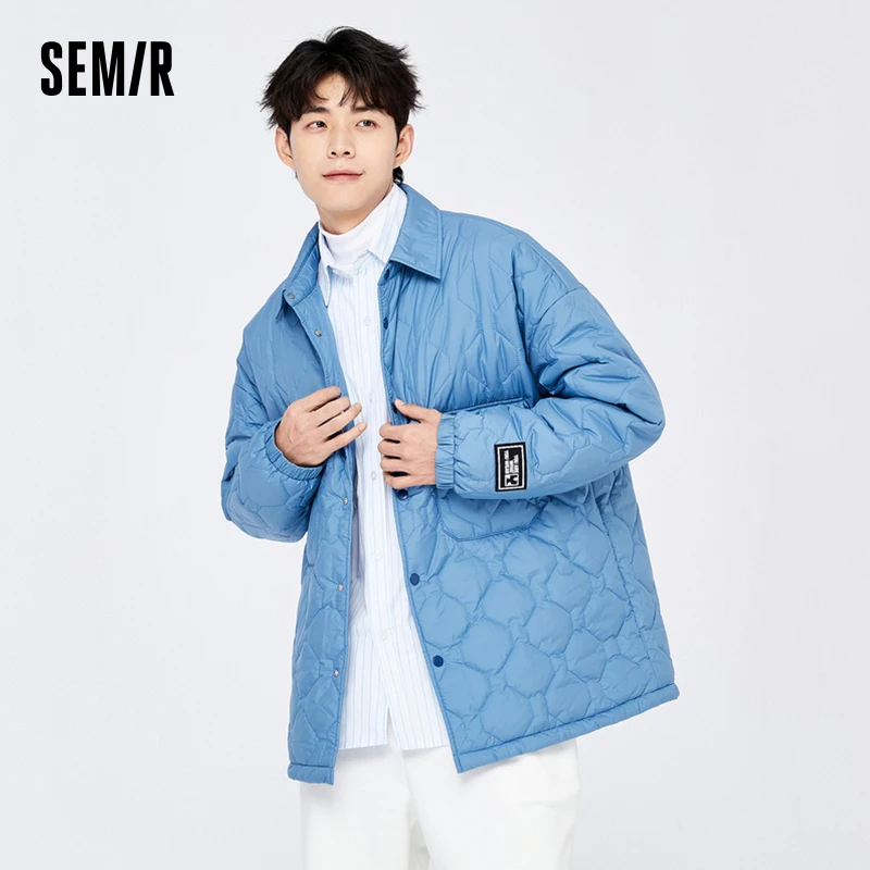 Semir Jacket Men 2023 Winter New Shirt-Style Cotton Clothes Loose Simple Fashionable Water-Repellent Warm Cotton Jacket